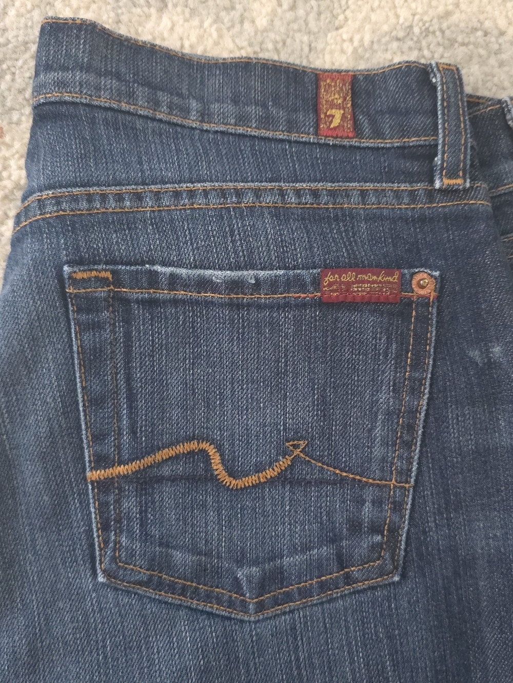 7 For All Mankind Dark Blue Bootcut Jeans - Picture 3 of 4